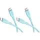 Goobay Silicone Cable Set 2x USB-C-Silikonkabel, 1,5 m, türkis, 60 W, 3 A, weiches und robustes Ladekabel für USB-C-Geräte
