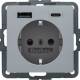 Berker 48146084 Steckdose SCHUKO/USB AC 20W PD Qx alu samt