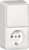 Gira 417613 Kombi.AP changeover switch + SCHUKO socket outlet vertical + mounting plate red-white