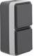 Hager WNC176 socket SCHUKO 2-way vertical with hinged cover AP W.1