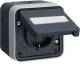 Hager WNC180 Steckdose SCHUKO AP mit Klappdeckel W.1 IP55 grau
