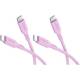 Goobay Silicone Cable Set 2x USB-C-Silikonkabel, 1,5 m, pink, 60 W, 3 A, weiches und robustes Ladekabel für USB-C-Geräte