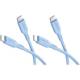 Goobay Silicone Cable Set 2x USB-C-Silikonkabel, 1,5 m, blau, 60 W, 3 A, weiches und robustes Ladekabel für USB-C-Geräte