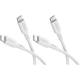 Goobay Silicone Cable Set 2x USB-C-Silikonkabel, 1,5 m, weiß, 60 W, 3 A, weiches und robustes Ladekabel für USB-C-Geräte