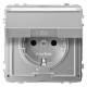 Merten MEG2312-7260 SCHUKO socket BRS, Klappd. + Schriftf StK aluminum AQUA