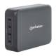 Manhattan 102667 4-Port GaN USB Power Delivery-Ladestation 240 W / PD 3.1, vier USB-C PD-Ports mit bis zu 140 W pro Port, 240 W Gesamtleistung, Power Delivery 3.1, schwarz