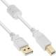 InLine® USB 2.0 Kabel, A an B, weiß / gold, mit Ferritkern, 1m