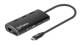 Manhattan 152440 USB 3.2 Gen 1 USB-C Multiport-Adapter USB-C-Stecker auf HDMI-Buchse (4K@30Hz), drei USB-A-Ports auf der Oberseite, USB-C Power Delivery-Port (PD 3.0), Gigabit RJ45-Port und SD/MicroSD Card Reader, Aluminium, schwarz