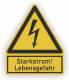 Cimco 182730 Warning Sign Film Lightning Heavy Current! Danger to life 244x20mm yellow