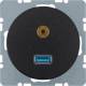 Berker 3315392045 USB/3,5 mm Audio Steckdose R.1/R.3 schwarz, glänzend,