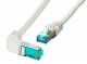 Patchkabel RJ45, CAT6A 500Mhz, 0,5m, grau S-STP(S/FTP) LSZH, einseitig 90Grad gewinkelt,