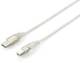 equip USB 2.0 Cable Plug Type A to Type B 1.8m silver transparent.