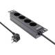 InLine® 25,4 cm ( 10 inch ) PDU, 4-way earthing contact, without switch, 2m, black