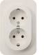 Doppelsteckdose SCHUKO mit 47742089 Abdeckplatte Berker R.1 pws glänzend