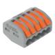 WAGO 222-415 5-L connection terminal with actuation levers 0.08–2.5 mm² grey
