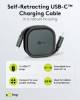 Goobay Selbstaufrollendes USB-C™-Kabel, 1 m, schwarz,silb