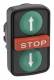 Schneider Electric ZB5AA73134 Schneider Triple pushbutton ARROW high gn/forward. red/ARROW down gn