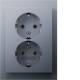 Doppelsteckdose SCHUKO mit 47747003 Abdeckplatte Berker K.5 alu matt