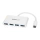 STARTECH.COM USB C Hub White Integrated Cable 4 Port USB C to USB-A 4x Bus Powered USB Hub USB 3.1 Type C
