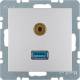 Berker 3315391404 USB/3,5mm Audio Steckdose B.1/B.7 Glas alu, matt