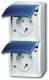 Busch Jaeger 2CKA002084A0719 BJ 20-02 EBW-53 Steckdose mit Klappdeckel senkrecht 2f ocean IP44 grau/blau