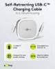 Goobay Selbstaufrollendes USB-C™-Kabel, 1 m, weiß,silber,