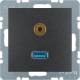 Berker 3315391606 USB/3,5mm Audio Steckdose B.1/B.3/B.7 Glas anthrazit