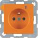 Berker 6765098914 Steckdose mit Schutzkontaktstift und Kontroll-LED, Glas, orange,