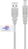 Goobay 50832 USB-A-auf-USB-B-Kabel, zertifiziert, 3 m, grau, 2,5 W, 0,5 A, 480 Mbit/s, USB 2.0