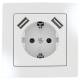 Schutzkontakt-Steckdose mit 2x USB McPower ''Flair'', 250V~/16A, 5V/2,1A, UP, weiß