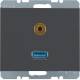 Berker 3315397006 USB/3,5mm Audio Steckdose K.1 anthrazit, matt