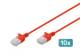 DIGITUS CAT 6 U-UTP slim patch cord Cu LSZH AWG 32/7 length 0.5m Red 10 pcs.