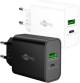 Goobay Multi Fast Charger 30 W USB-C PD GaN Dual-Schnellladegerät weiß - 1x USB-C-Anschluss (Power Delivery) und 1x USB-A-Anschluss (Quick Charge)