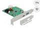 DELOCK 89001 PCI Express x4 Karte zu 1x extern USB Type-C Buchse mit PD Funktion, 1x extern USB Typ-A Buchse, SuperSpeed USB 10 Gbps, USB 3.2