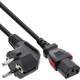 InLine® Netzkabel, Schutzkontakt gewinkelt auf C13 verriegelbar, 3m