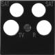 Gira 025910 central black 0259 10 plate, 4 times for 2 SAT aerial socket connections