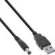 InLine® USB DC Stromadapterkabel, USB A Stecker zu DC 5,5x2,50mm, schwarz, 1m
