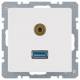 Berker 3315396089 USB / 3.5mm audio socket Q.1 Polar white velvet