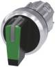 Siemens 3SU10522BN400AA0 3SU1052-2BN40-0AA0 Knebelschalter beleuchtet 22 mm rund Metall hochglanz grün kurz 3 St.