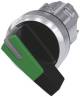 Siemens 3SU10522CC400AA0 3SU1052-2CC40-0AA0 Knebelschalter beleuchtet 22 mm rund Metall hochglanz grün lang 2 St.