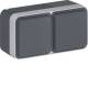 Hager WNC126 socket outlet Schutzkontaktstift AP 2-way horizontal BS and hinged cover 4 single W.1