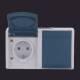 Busch Jaeger 2CKA002084A0720 20/2 EBW-53 socket outlet with hinged cover horizontal 2-way ocean IP44 grey/blue