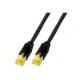 Patchkabel RJ45, CAT6A 500Mhz, 0,5m, schwarz S-STP(S/FTP) PUR(Industrie), AWG26, mit CAT7 Rohkabel,