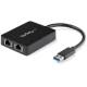 StarTech.com USB 3.0 Dual Gigabit Ethernet Adapter NIC w/ USB Port - network adapter - 2 ports