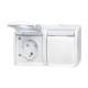 Busch Jaeger 2CKA002084A0723 20/2 EBW-54 socket outlet with hinged cover horizontal 2-way ocean IP44 alpin white