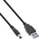 InLine® USB DC Stromadapterkabel, USB A St zu DC 5,5x2,10mm Hohlstecker, 1m
