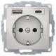 Berker 48041404 SCHUKO/USB AC B.3 socket outlet, matt painted aluminum