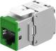 Goobay Keystone-Modul RJ45 CAT 6A, STP, Slim, grün, 16,6 mm breit, Krokodil-Typ, Schneidklemme für werkzeugfreie LSA-Montage