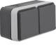 Hager WNC142 socket SCHUKO AP 2-way horizontal with flip cover 2 cable entries left