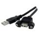 StarTech.com 2 ft Panel Mount USB Cable A to A - F/M - 1 x Type A Male USB - 1 x Type A Female USB